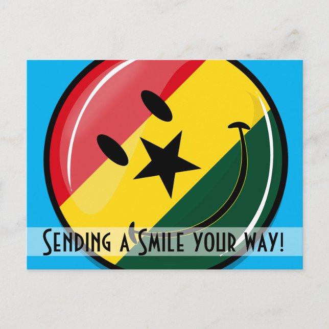 Carte Postale Drapeau Ghanéen glacé rond souriant (Devant)