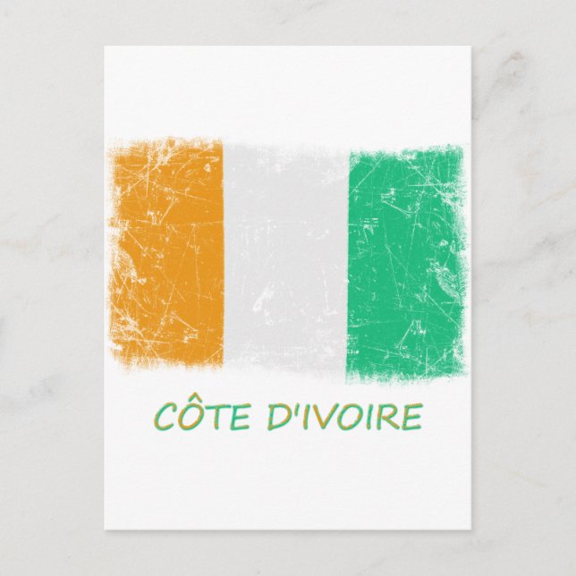 Carte Postale Drapeau Grunge Côte d'Ivoire (Devant)