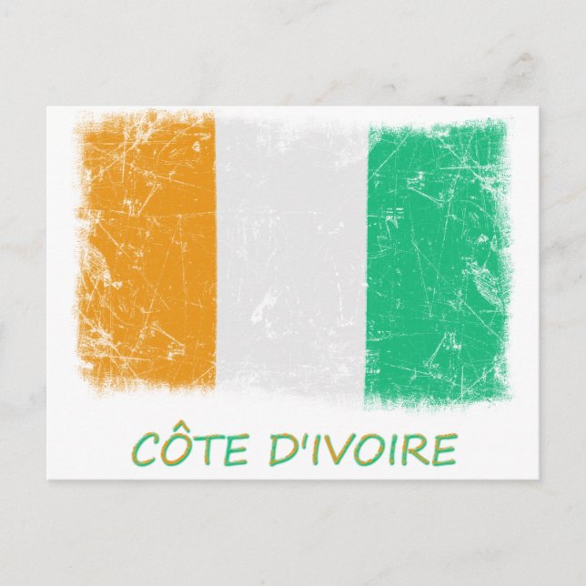 Carte Postale Drapeau Grunge Côte d'Ivoire (Devant)