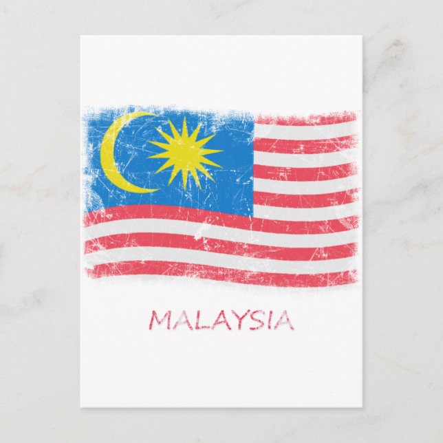 Carte Postale Drapeau Grunge Malaysia (Devant)
