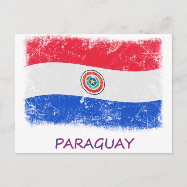 Carte Postale Drapeau Grunge Paraguay (Devant)