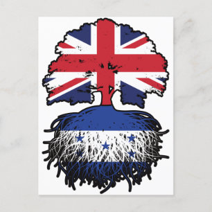 Carte Postale Drapeau hondurien britannique des racines d'arbres