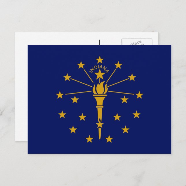 Carte Postale Drapeau Hoosier, Drapeau de l'Indiana (Devant / Derrière)