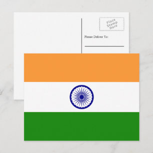 Carte Postale Drapeau indien, Drapeau de l'Inde