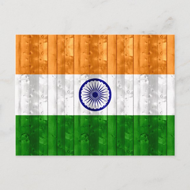 Carte Postale Drapeau indien en bois (Devant)