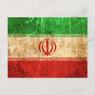 Carte Postale Drapeau iranien Vintage rayé et usé