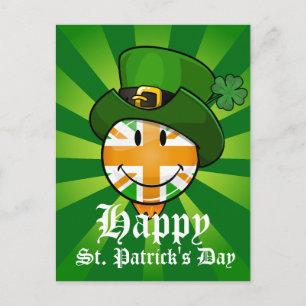 Carte Postale Drapeau irlandais Union Jack heureux dans un chape