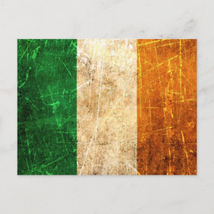 Carte Postale Drapeau irlandais Vintage rayé et usé