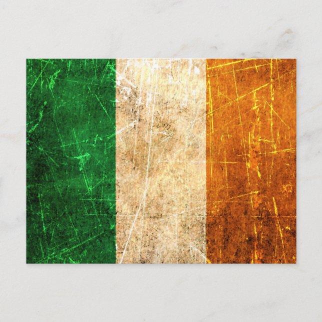 Carte Postale Drapeau irlandais Vintage rayé et usé (Devant)