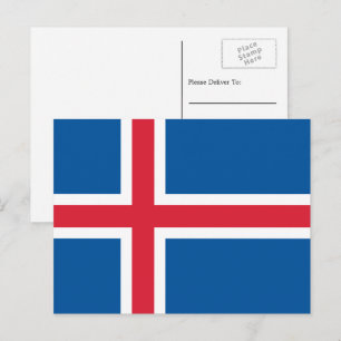 Carte Postale Drapeau islandais, Drapeau de l'Islande