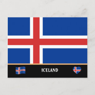 Carte Postale Drapeau islandais et voyage en Islande / Islande