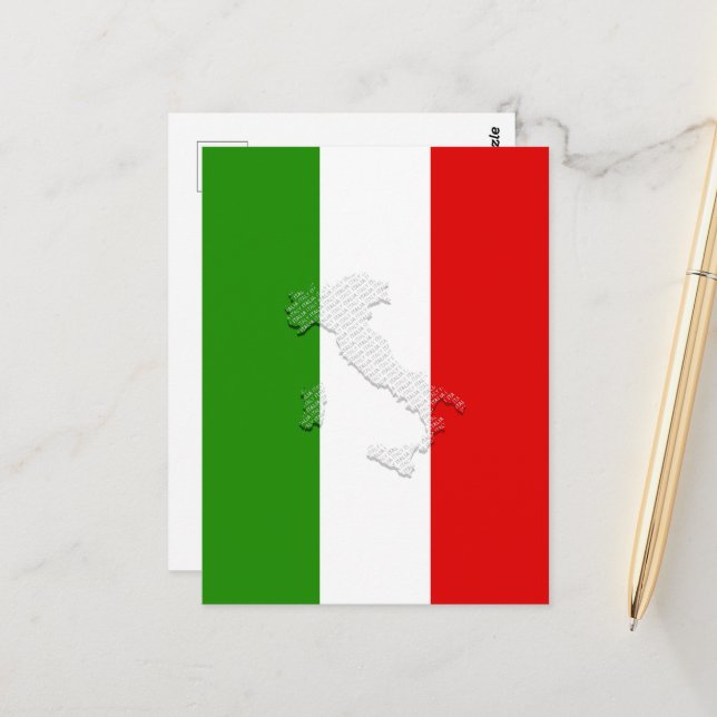 Carte Postale Drapeau italien (Devant/Arrière en situation)