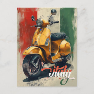Carte Postale Drapeau italien Vespa Scooter