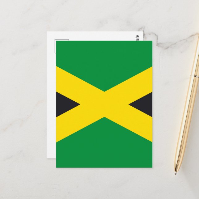 Carte Postale Drapeau jamaïcain (Devant/Arrière en situation)