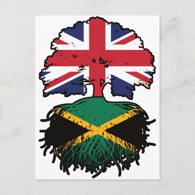 Carte Postale drapeau jamaïcain britannique des racines d'arbre (Devant)