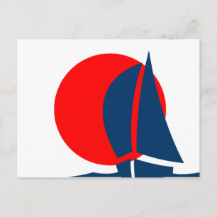 Carte Postale Drapeau Japonais Bateau à voile Japon Nautique