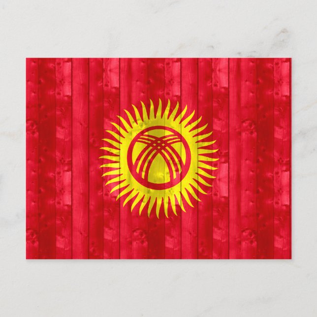 Carte Postale Drapeau kirghize en bois (Devant)