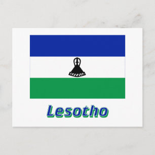 Carte Postale Drapeau Lesotho avec nom