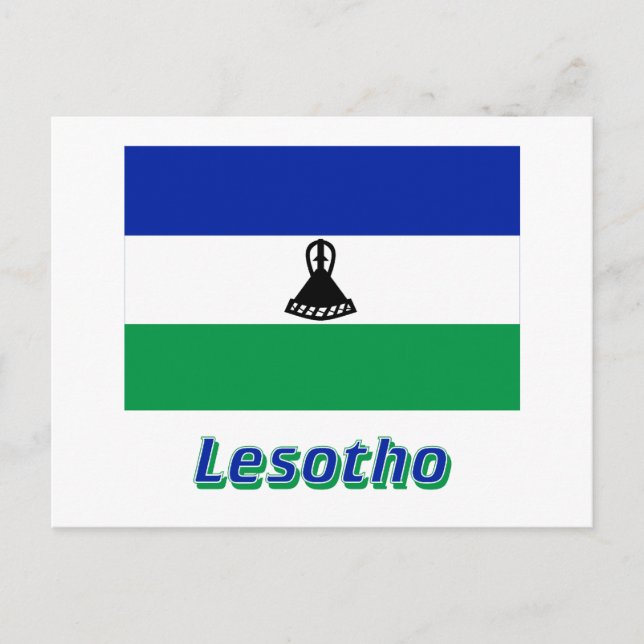 Carte Postale Drapeau Lesotho avec nom (Devant)