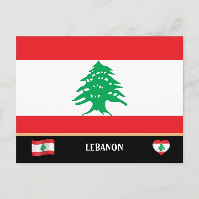 Carte Postale Drapeau libanais et voyage au pays libanais / Liba (Devant)
