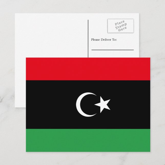 Carte Postale Drapeau libyen, Drapeau de la Libye (Devant / Derrière)