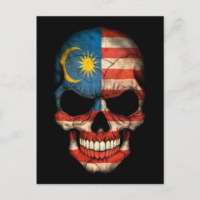 Carte Postale Drapeau malaisien sur noir (Devant)
