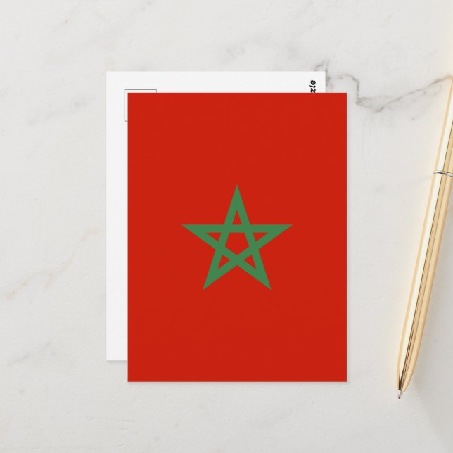 Carte Postale drapeau marocain (Devant/Arrière en situation)