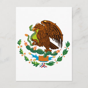 Carte Postale Drapeau mexicain / Armoiries mexicaines