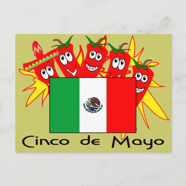 Carte Postale DRAPEAU MEXICAIN Cinco de Mayo (Devant)