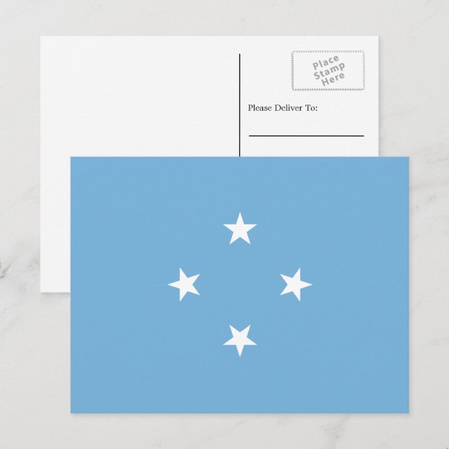 Carte Postale Drapeau micronésien, États fédérés de Micronésie (Devant / Derrière)
