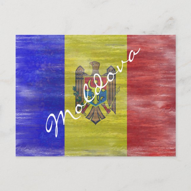 Carte Postale Drapeau moldave en détresse (Devant)