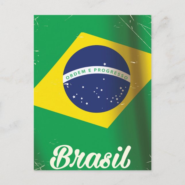 Carte Postale Drapeau national du Brésil affiche de voyage vinta (Devant)