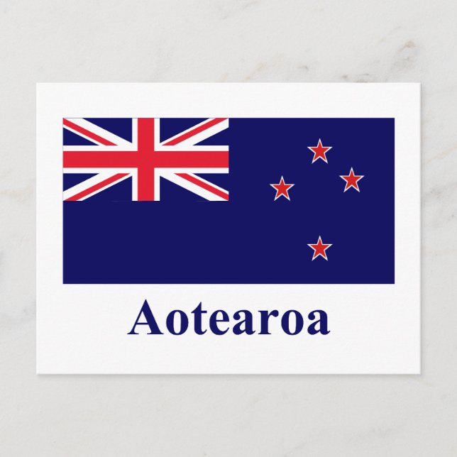 Carte Postale Drapeau néo-zélandais avec nom en maori (Devant)