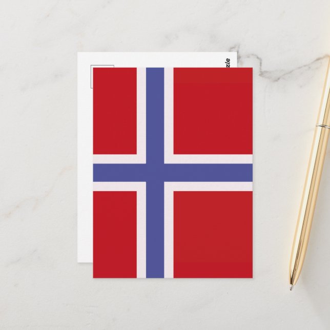 Carte Postale Drapeau norvégien (Devant/Arrière en situation)