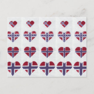Carte Postale Drapeau norvégien Croix du Coeur Stitch Norvège no