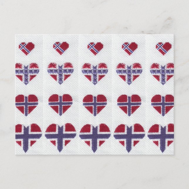 Carte Postale Drapeau norvégien Croix du Coeur Stitch Norvège no (Devant)
