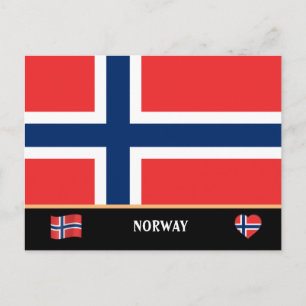 Carte Postale Drapeau norvégien et voyage en Norvège / Norvège