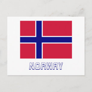 Carte Postale Drapeau norvégien portant le nom