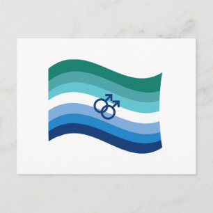 Carte Postale Drapeau ondoyant azur de fierté de l'amour gay mas