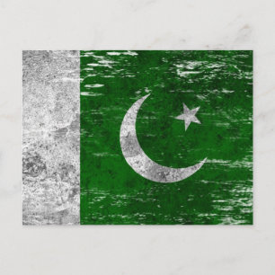 Carte Postale Drapeau pakistanais soufflé et usé
