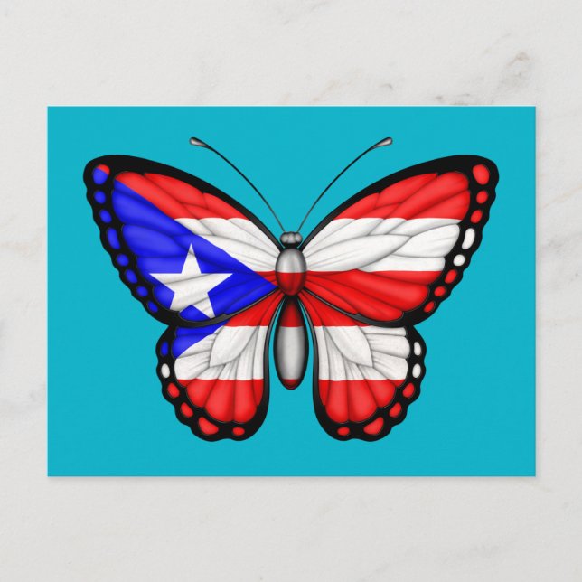 Carte Postale Drapeau papillon Porto Rico (Devant)