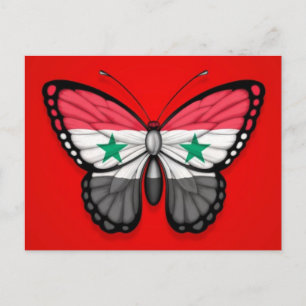 Carte Postale Drapeau papillon syrien sur rouge