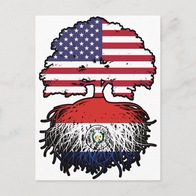 Carte Postale drapeau paraguayen américain des États-Unis (Devant)
