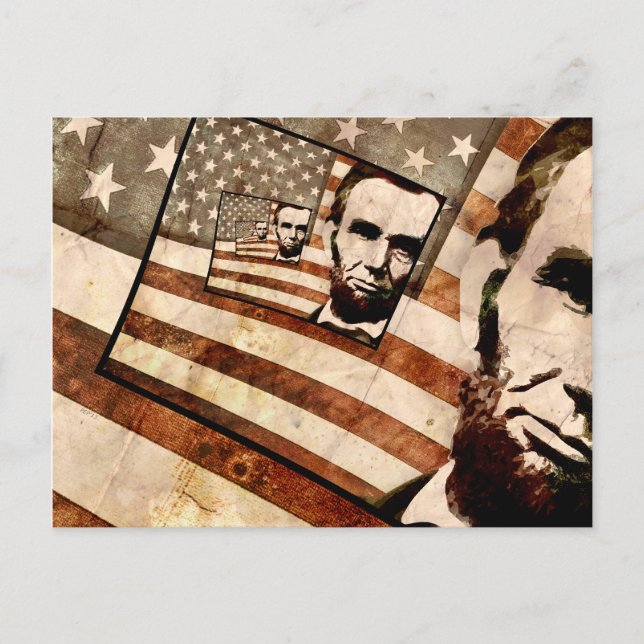 Carte Postale Drapeau patriotique du président Abraham Lincoln (Devant)