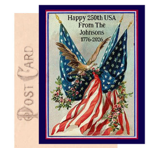 Carte Postale Drapeau patriotique personnalisé de la fête du 4 j