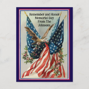 Carte Postale Drapeau patriotique personnalisé Jour du Souvenir 