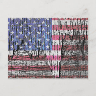 Carte Postale Drapeau Peeling Patriotique Américain