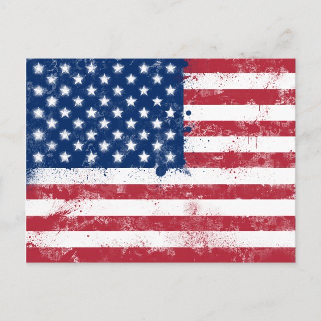 Carte Postale Drapeau peint des Etats-Unis (Devant)