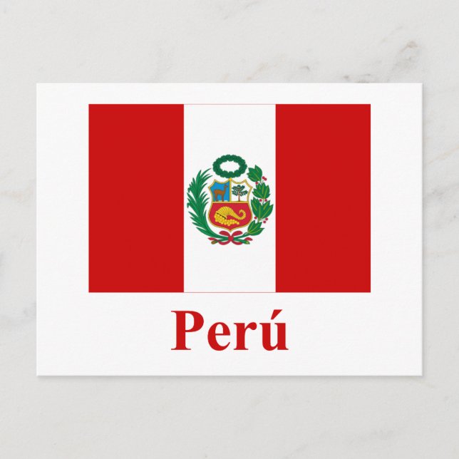 Carte Postale Drapeau Pérou avec nom en espagnol (Devant)