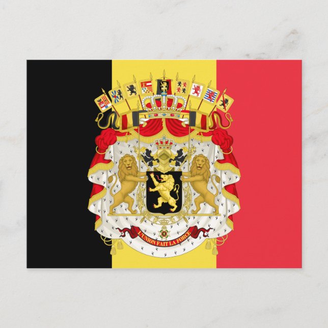 Carte Postale Drapeau personnalisé de Belgique Rouge Jaune Noir (Devant)